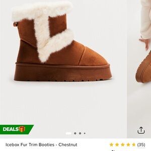 New Fashion Nova Brown Boots with White Fur Trim